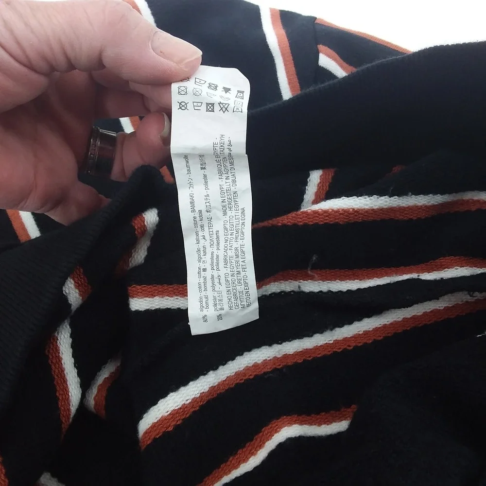 Zara‎ men's Striped Crewneck Sweater Large Black White Brown